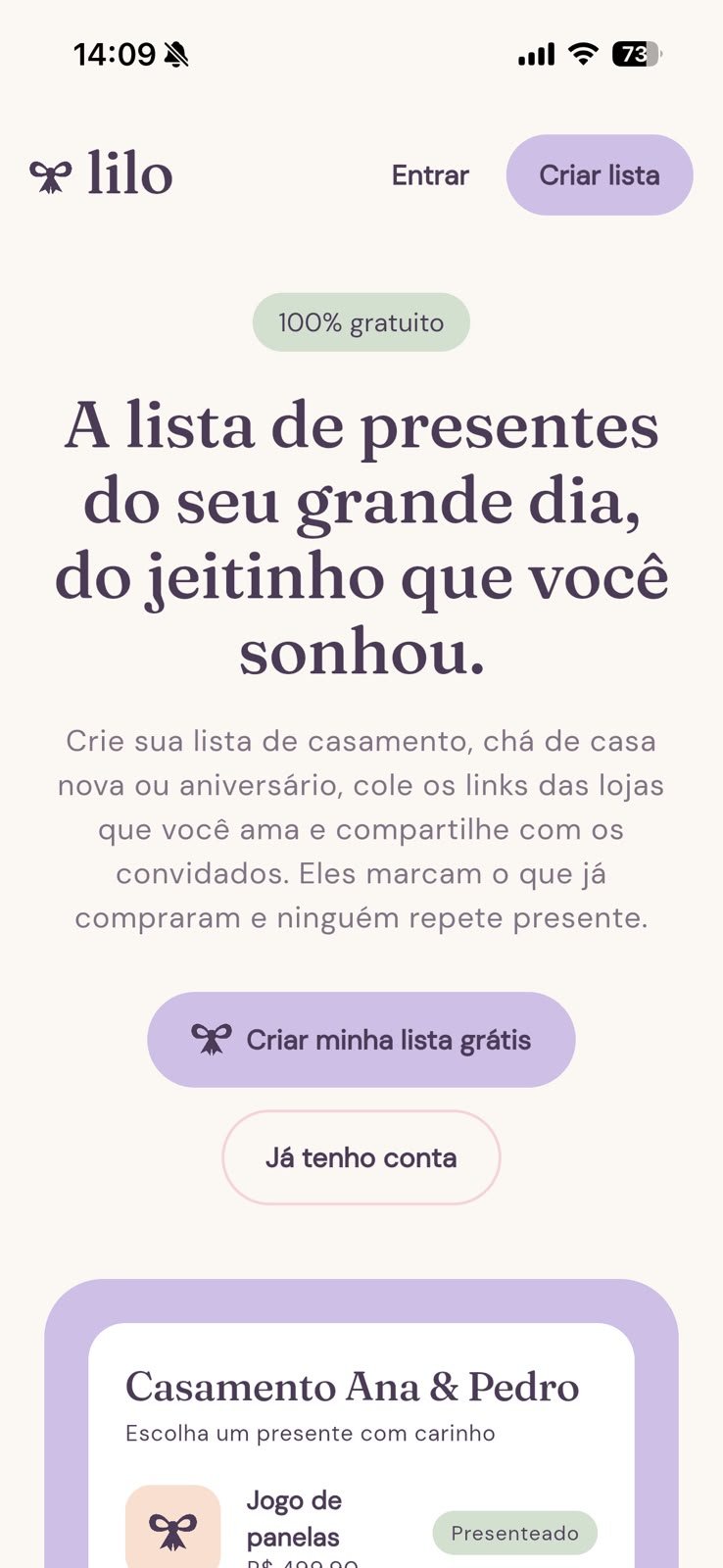 A lista do seu grande dia no Lilo