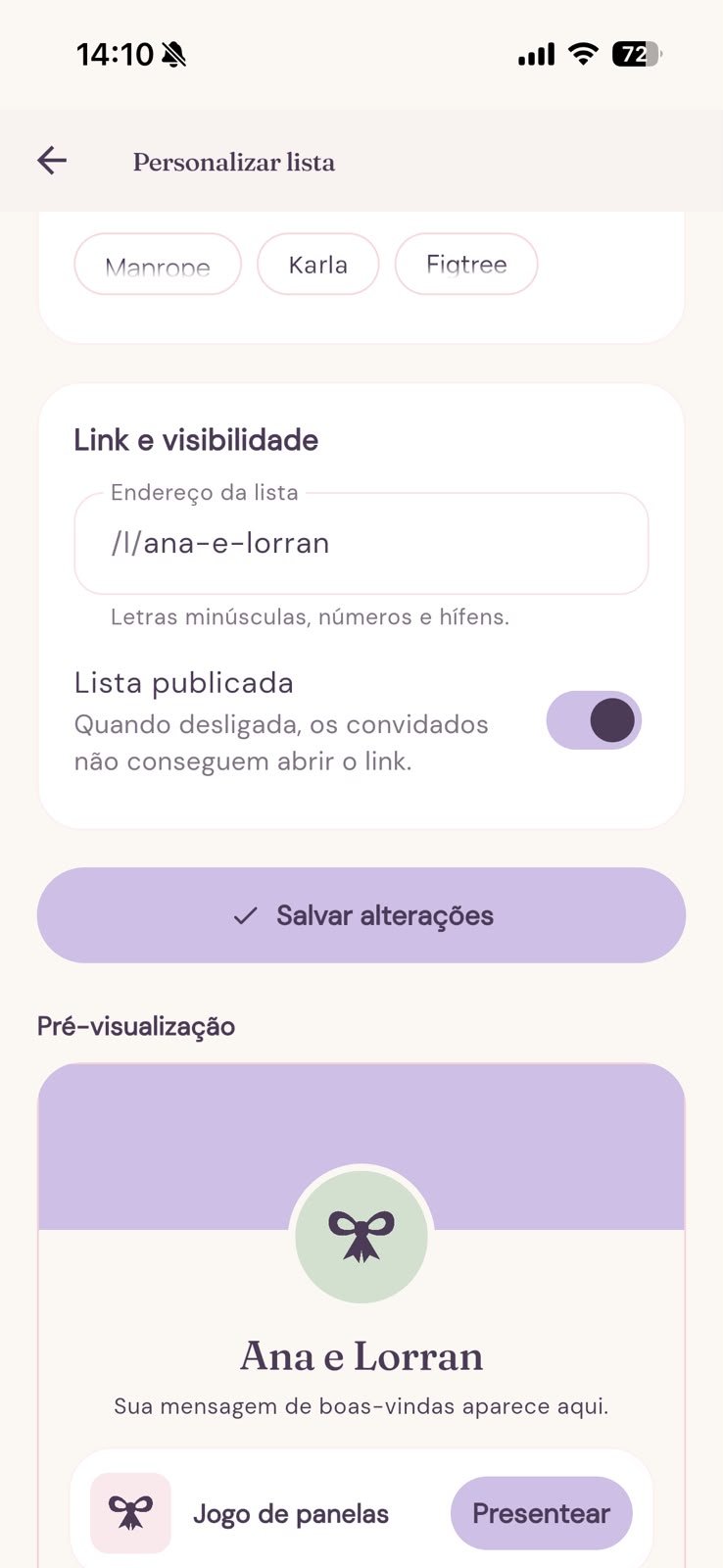 Link próprio para compartilhar no Lilo